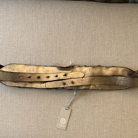 Hoss NWT Leather Belt Bronze Floral Avedon. Size Large - Picture 5 of 8